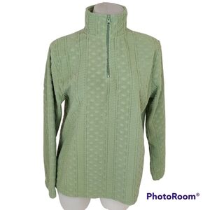 TRADITION Vintage moss green 1/4 zip textured fleece pullover sweater fit M